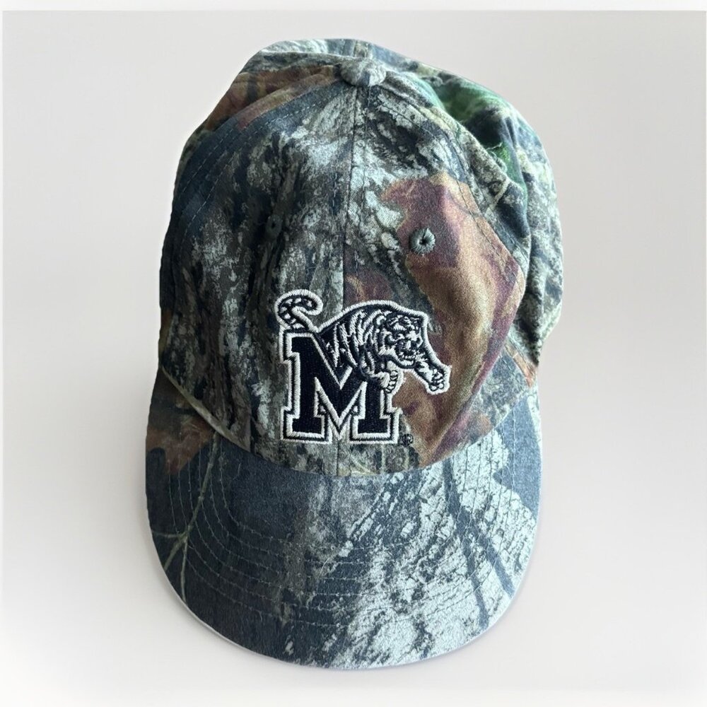 Vintage‎ Memphis State Tigers Hat Adjustable Camo Camouflage Distressed Y2K